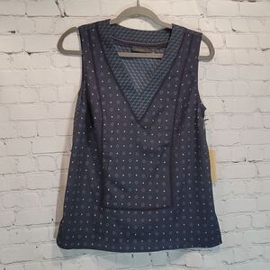 Halogen mixed print polyester sleeveless blouse NWT